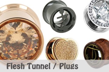 Fleshtunnel und Plugs Dehner in unterschiedlichen Formen und Farben