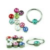 Lippenbändchen piercing Ring mit Flacher Kugel mit Kristallen in vielen Farben