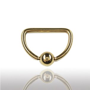 Brustwarzenpiercing Gold D-Ring mit Klemmkugel