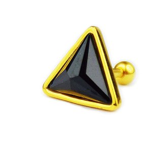 Gold Dreieck mit schwarzem Kristall Ohr Stecker