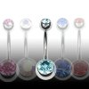 Bauchnabel Piercing mit 2 Mini Kristallkugeln in vielen Kristallfarben