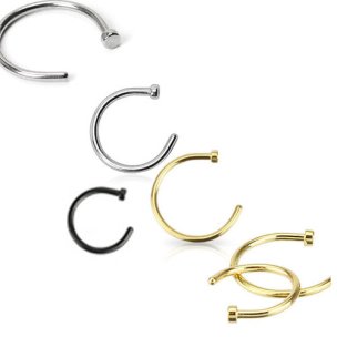 Nasen Piercing Ring Hoop 0,8mm in Silber, Schwarz, Gold und Rosegold