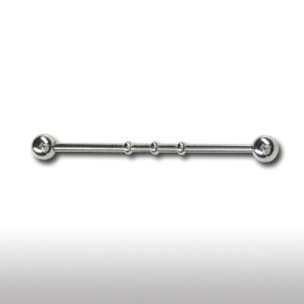silberner industrial piercing barbell mit 3 kugeln Muster