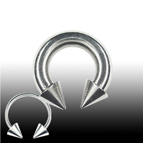 SCHWARZ 1,2mm Hufeisen Ring mit Spitzen Ohr Lippen Circular Barbell Piercing 