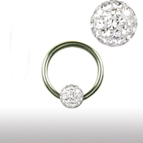 Ohrpiercing Ring 1,2mm mit Multistrass Kugel in Klar