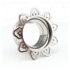 silber double flared tunnel mit Ornament Rand blume
