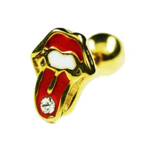 Gold Ohr Stecker Zungen Motiv