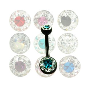bauchnabelpiercing Schwarz mit Multiglitzer Kugel und...