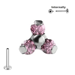 1,2mm Titan Piercing Labret 3 Kristall Blume