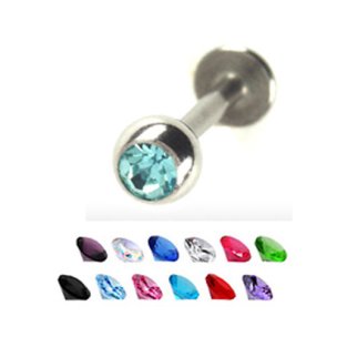 Titan Piercing Labret Lippen Piercing Schmuck mit glitzerkugel in aqua