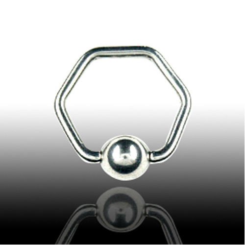 Ohr Piercing Klemm Ring 1,2mm in Hexagon Form Sechseckig
