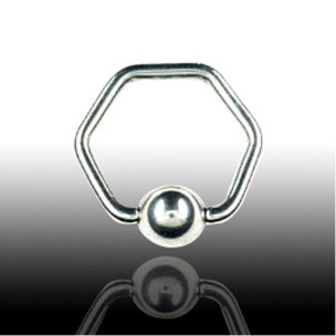Stahl Septum Ohr Piercing Ring 1,6mm in Hexagon Form