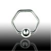Stahl Septum Ohr Piercing Ring 1,6mm in Hexagon Form
