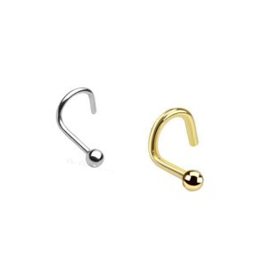 nostril piercing spirale mit Kugel in Silber und Gold