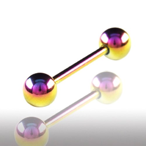 Barbell Piercing 1,2mm in Regenbogen Farbe