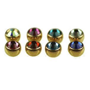 Gold Piercing Kugel 1,6mm mit großem kristall big Stone in vielen Farben