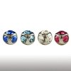 silberne 6mm piercing Kugel mit 5 Kristallen in blau, türkis, klar und rot