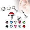 Helix Piercing Stecker mit flachem Glitzer Stein in verschiedenen Farben