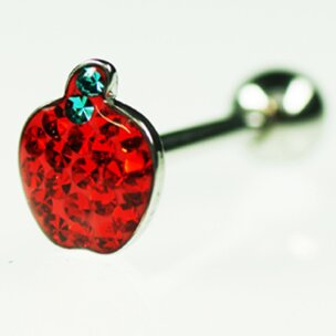 Apfel Rot Ohr Stecker Kunstharz glitzer Barbell