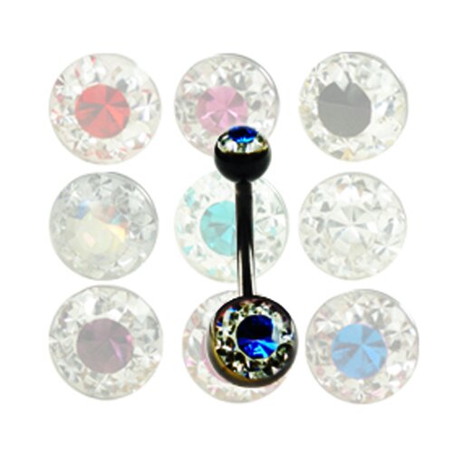 schwarze Bauchnabel Piercing banane mit Multiglitzer kugel und epoxy beschichtung