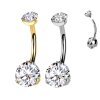 Bauchnabelpiercing in Titan mit großem zirkonia Kristall in Klar Gold Silber