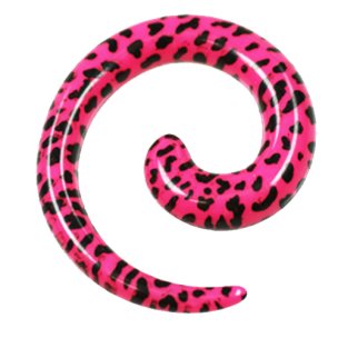Dehnschnecke in pink mit Leoparden Muster Print zum ohr...