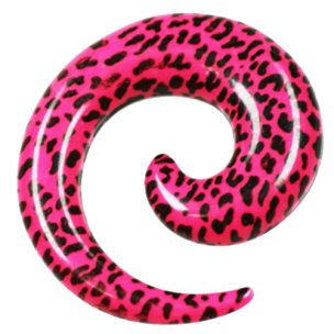 Dehnschnecke in pink mit Leoparden Muster Print zum ohr...