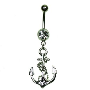 silbernes bauchnabelpiercing mit anker und seil...