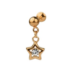 Stern mit Kristall als Anhänger Rosegold Gold Ohr Labret Piercing