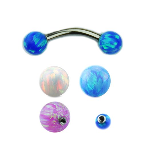 1,2mm Gold Micro Labret synth.Opal Platte Ohr Tragus Helix Piercing Innengewinde 