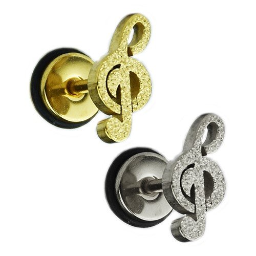 Ohr Piercing als Notenschlüssel in Gold und Silber Fake Plug