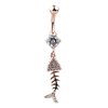 Rosegold Fischgräte Bauchnabelpiercing Schmuck mit vielen Kristallen