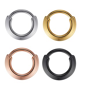 Septum Clicker Ring mit 3 Ringen in Silber und Schwarz