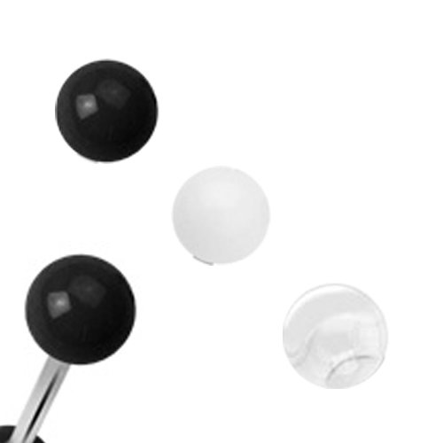 Schwarz Weiß Clear Ball Piercing Kugel Transparent Retainer aus Kunststoff