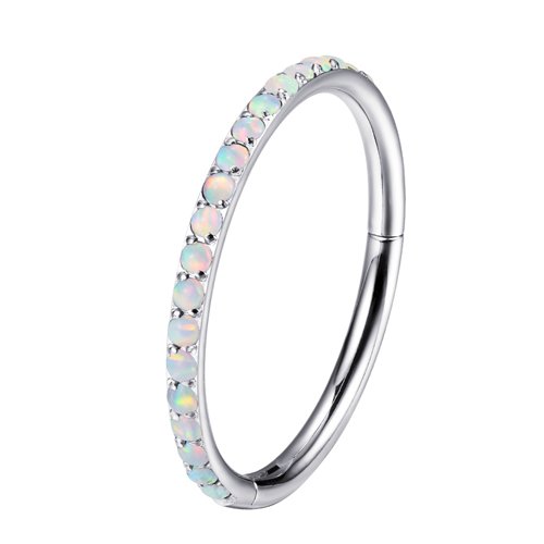 Segmentring Clicker Ring mit Opal Steinen im Rand