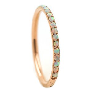 1,2mm Schmaler Clicker Ring viele Opal Steine im Rand