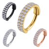 Helix Piercing als Clicker Ring mit 2 Kristallreihen in gold silber und roségold