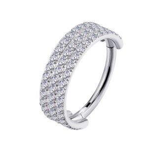 Helix Piercing Clicker Ring mit 3 Reihen Kristallen in...