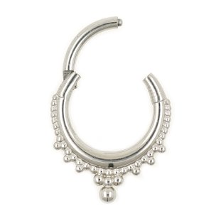 Septum Nasenpiercing Clicker Ring mit Kugel Ornamenten in Silber
