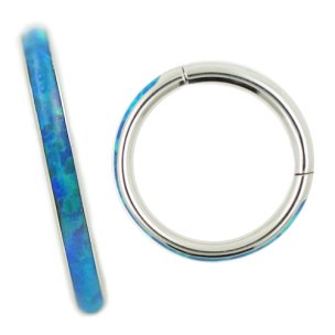Segmentring Clicker Ring mit Opal Rand in Blau
