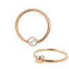 Rosegold Klemmkugel ring mit Flatback Kristallkugel in Klar