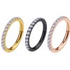 1,0mm Schmaler Clicker Ring viele Kristalle im Rand