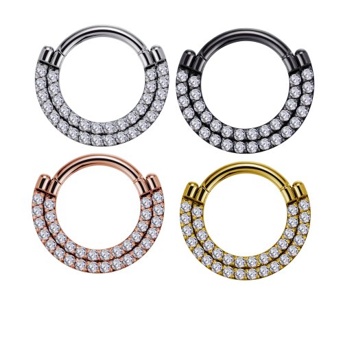 1,2mm 2 Kristall Reihen Segment Clicker Ring 