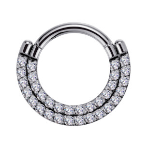 1,2mm 2 Kristall Reihen Segment Clicker Ring 