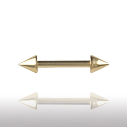 Gold Piercing Stab in 1,6mm Stärke mit Spitzen für Brustwarzenpiercings