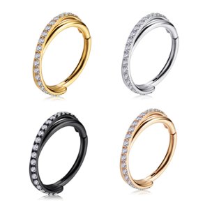 X-Ringe Clicker mit Kristallen für Ohr Helix Piercing in Gold in Silber