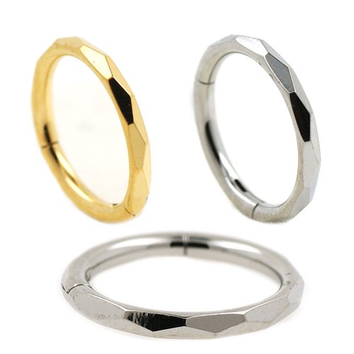 Ohrpiercing Clicker Ring in Kerbenschliff Optik in Silber und Gold