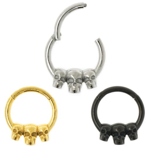 Ohr Piercing Ring mit Totenköpfen