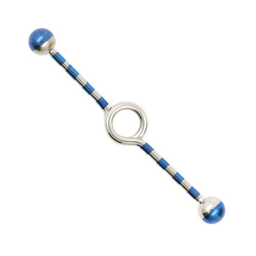 blau silber gestreifter industrial barbell im loop design