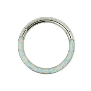 Segmentring Clicker Ring mit Opal Rand in Blau und Weiß